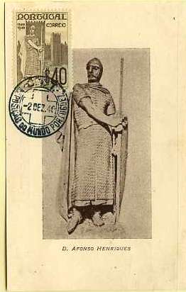 19lis0378.jpg -      Lote:       0378                Descrição:       D. Afonso Henriques. Centenário da Fundação. Postal ilustrado com estátua de D. Afonso Henriques, com selo de $40 do Centenário da Fundação de Portugal (D. Afonso Henriques), obliterados com carimbo da Exposição do Mundo Português (02.12.1940).         PM         Valor Base:       &euro; 30,00       Valor Venda:       &euro;      