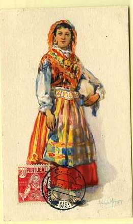 19lis0384.jpg -      Lote:       0384                Descrição:       Mulher de Viana do Castelo. Postal ilustrado com mulher de Viana do Castelo com traje regional, com selo de 1$00 vermelho, da 2.ª emissão dos Costumes Portugueses CE614, obliterados com carimbo de Viana do Castelo (20.12.1941).         PM         Valor Base:       &euro; 30,00       Valor Venda:       &euro;      