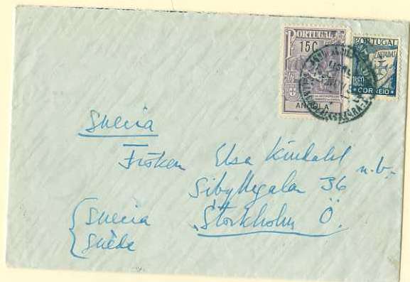 20Lis_139.jpg -     Lote:     139             Descrição:     1934 - Selos de recurso. Marquês de Pombal. Sobrescrito circulado pela Ambulância Valência de Alcântara (Lisboa) 27.11.34 para a Suécia (30.11.34) com selo de 1$60 Lusíadas de 15 ctvs Marquês de Pombal (Plano) emissão de Angola, utilizado como selo de recurso do correio ordinário. MB e R.         Carta        Valor Base:     &euro; 15,00     Valor Venda:     &euro;      