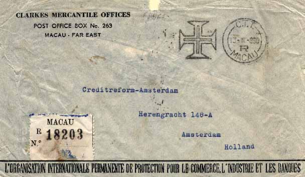 20Lis_162.jpg -     Lote:     162             Descrição:     1951/60 - Vultos do Oriente + 4.º Centenário da Morte de S. Francisco Xavier + 5.º Centenário da Morte do Infante D. Henrique. Sobrescrito circulado registado de Macau (13.08.60) para a Holanda, com trânsito por Hong-Kong (15.08.60) com selos de 30 avos chocolate CE361, 40 avos preto s/ azul CE370 e 2 Pts CE396.          Carta        Valor Base:     &euro; 75,00     Valor Venda:     &euro;      
