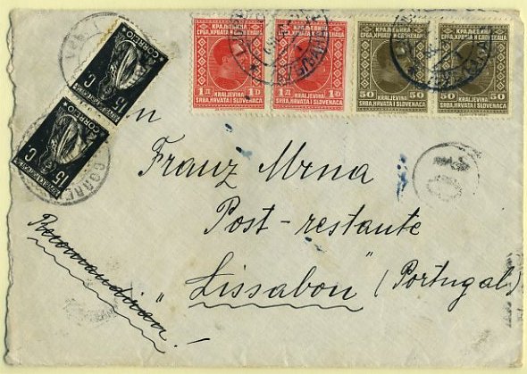 20Lis_95.jpg -     Lote:     95             Descrição:     1923 - Ceres. Novas taxas e cores. Sobrescrito circulado da Eslovénia (06.07.30) para Lisboa (12.07.30) dirigida para a POSTA RESTANTE. Pagou este serviço com par de selos de 15 ctvs preto. MB e R.         Carta        Valor Base:     &euro; 100,00     Valor Venda:     &euro;      