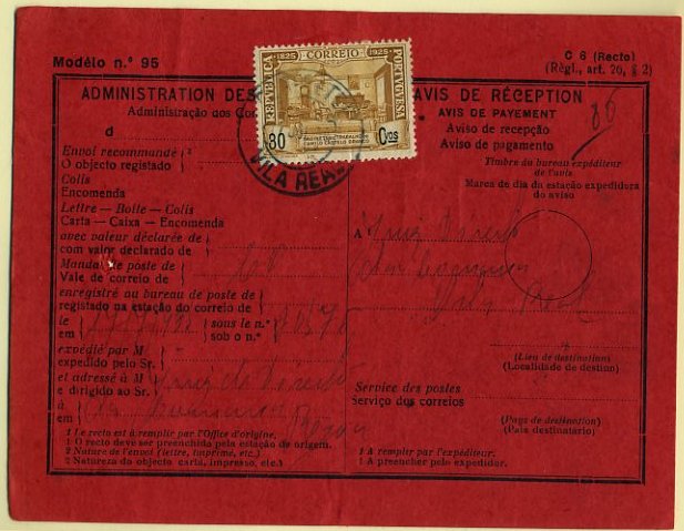 20Lis_97.jpg -     Lote:     97             Descrição:     1935 - Selos de recurso. Camilo Castelo Branco. Aviso de Recepção de carta remetida da Régua para Vila Real (17.07.35) com selo de 30 ctvs.         Carta        Valor Base:     &euro; 10,00     Valor Venda:     &euro;      