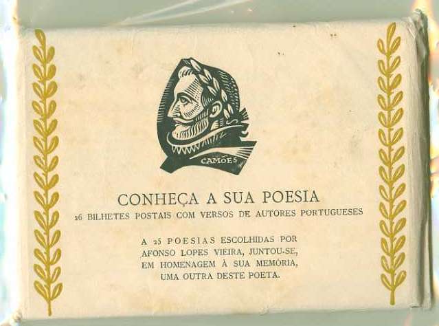 20Lis_257.jpg -     Lote:     257             Descrição:     1948 - Conheça a sua poesia. OM110, $30 (poesia) composição a amarelo castanho. Série completa  de 26 inteiros postais novos, em excelente estado de conservação, no envelope original em que eram vendidos pelo preço de 8$00. Raro conjunto.         IN        Valor Base:     &euro; 50,00     Valor Venda:     &euro;      