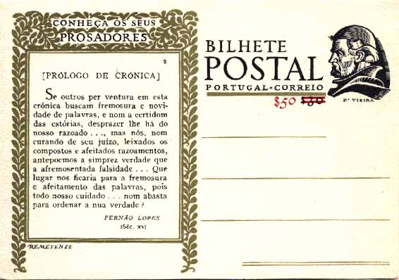20Lis_258.jpg -     Lote:     258             Descrição:     1948 - Conheça os seus Prosadores. OM115 (1 a 26), $50 s/ $30. Série completa nova (Inteiro n.º 1 com pontos de ferrugem).         IN        Valor Base:     &euro; 25,00     Valor Venda:     &euro;      