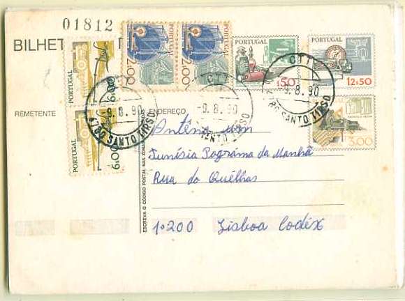 20Lis_264.jpg -     Lote:     264             Descrição:     Lote de 5 inteiros postais (OM178A, 178B, 201, Arquitectura Portuguesa e Padre Américo) e 3 avisos de encomendas, com selos adicionais da série Instrumentos de Trabalho. Lote a ver.         IC/IN        Valor Base:     &euro; 5,00     Valor Venda:     &euro;      