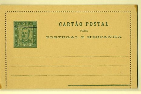 20Lis_277.jpg -     Lote:     277             Descrição:     1892/95 - D. Carlos I Diogo Neto. Bilhetes-Cartas. OM3, 25 reis verde sobre cartolina amarelo-castanha. Prova com traço fino de 20 mm. B.         PRV        Valor Base:     &euro; 20,00     Valor Venda:     &euro;      