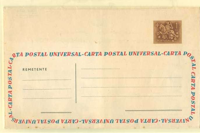 20Lis_282.jpg -     Lote:     282             Descrição:     1955/57 - Carta Universal. Selo do tipo Cavaleiro Medieval. OM5, 1$00 castanho vermelho. Série A14 (Fevereiro de 1957). Apenas foram emitidas 5.000.         IN        Valor Base:     &euro; 150,00     Valor Venda:     &euro;      