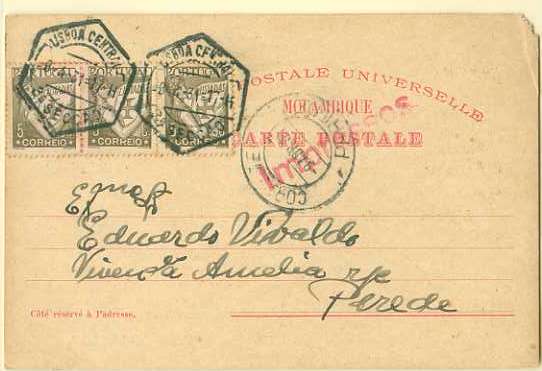 20Lis_299.jpg -     Lote:     299             Descrição:     1903 - D. Carlos I Mouchon. OM6, 25 reis carmim, utilizado como postal ilustrado em Portugal, circulado de Lisboa (08.04.31) para a Parede (09.04.31) com 3 selos de 5 ctvs tipo Lusíadas (porte de impresso).         IC        Valor Base:     &euro; 10,00     Valor Venda:     &euro;      