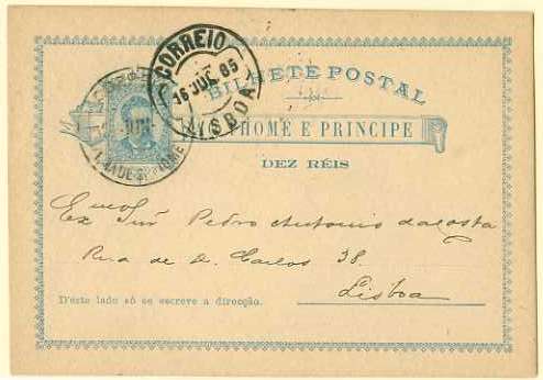 20Lis_308.jpg -     Lote:     308             Descrição:     1885 - D. Luís I. OM1, 10 reis sobre cartolina camurça, circulado da Ilha de S. Tomé (03.06.85) para Lisboa (16.07.85).         IC        Valor Base:     &euro; 5,00     Valor Venda:     &euro;      