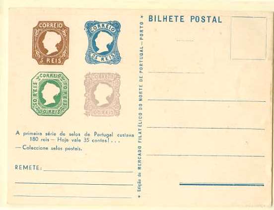 20Lis_454.jpg -     Lote:     454             Descrição:     Publicitários. Mercado Filatélico "A primeira série de selos de Portugal custava 180 reis - Hoje vale 25 contos. Coleccione selos postais". B e R.         PI        Valor Base:     &euro; 10,00     Valor Venda:     &euro;      