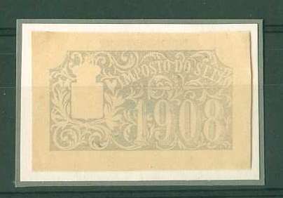 20Lis_492.jpg -     Lote:     492             Descrição:     1908 - Imposto de selo. Prova inicial, não denteada, apenas com a impressão da moldura em cinzento. MB e R.         PRV        Valor Base:     &euro; 25,00     Valor Venda:     &euro;      