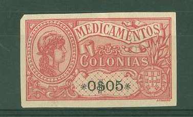 20Lis_503.jpg -     Lote:     503             Descrição:     África. Medicamentos. Prova de cor vermelha, não denteada, com impressão da taxa (0$05) a preto.         PRV        Valor Base:     &euro; 15,00     Valor Venda:     &euro;      