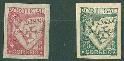 20Lis_655.jpg -     Lote:     655             Descrição:     1926/31 - Lusíadas. Lote de duas provas não denteadas, uma de 4 ctvs na cor carmim, em papel liso fino, com goma e outra de 25 ctvs verde escuro em papel liso médio, com goma.         PRV        Valor Base:     &euro; 4,00     Valor Venda:     &euro;      