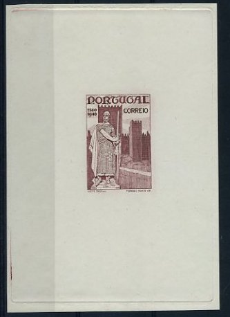 20Lis_670.jpg -     Lote:     670             Descrição:     1940 - Centenários da Fundação e Restauração. Tipo IV /Jan.-Fev.). Prova de cunho em castanho carmim. OM2258. MB         PRV        Valor Base:     &euro; 75,00     Valor Venda:     &euro;      