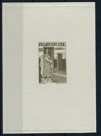 20Lis_671.jpg -     Lote:     671             Descrição:     1940 - Centenários da Fundação e Restauração. Tipo IV /Jan.-Fev.). Prova de cunho em castanho violeta. OM2260. MB         PRV        Valor Base:     &euro; 75,00     Valor Venda:     &euro;      