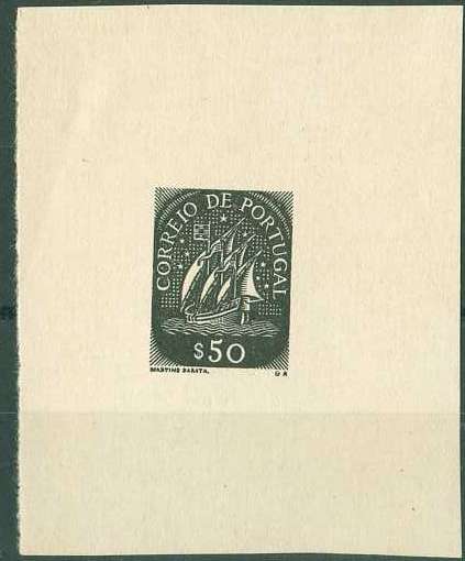 20Lis_680.jpg -     Lote:     680             Descrição:     1941/42 - Caravela. Prova de cunho de $50 em preto, em papel liso médio, com largas margens, sem goma. OM2336.         PRV        Valor Base:     &euro; 10,00     Valor Venda:     &euro;      
