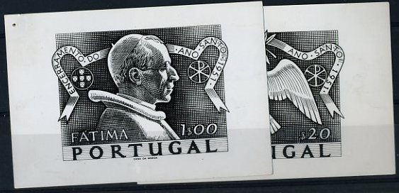 20Lis_696.jpg -     Lote:     696             Descrição:     1951 - Encerramento do Ano Santo. Duas provas fotográficas a preto dos selos de $20 e 1$00 CE733, 735.         PRV        Valor Base:     &euro; 25,00     Valor Venda:     &euro;      