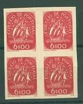 20Lis_701.jpg -     Lote:     701             Descrição:     1941/43 - Caravela. Quadra de provas não denteadas do selo de 6$00 em vermelho. Papel liso sem goma. Não catalogada por OM.        PRV        Valor Base:     &euro; 12,00     Valor Venda:     &euro;      