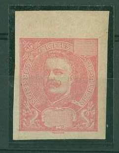 20Lis_747.jpg -     Lote:     747             Descrição:     1895/96 - D. Carlos I Mouchon. Prova na cor carmim, sem impressão de taxa, não denteada, com goma em papel liso.         PRV        Valor Base:     &euro; 20,00     Valor Venda:     &euro;      