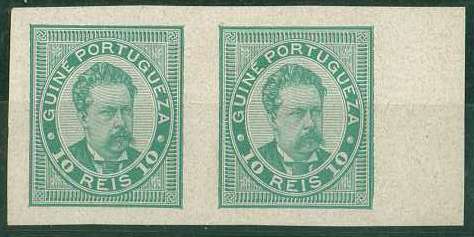 20Lis_768.jpg -     Lote:     768             Descrição:     1886 - D. Luís I. CE25, 10 reis verde. Par horizontal de provas, não denteadas, bordo direito de folha, em papel porcelana.          PRV        Valor Base:     &euro; 25,00     Valor Venda:     &euro;      