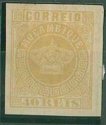 20Lis_777.jpg -     Lote:     777             Descrição:     1881/85 - Tipo Coroa. Novas cores. CE13, 40 reis ocre. Prova não denteada na cor final em papel liso amarelado.         PRV        Valor Base:     &euro; 10,00     Valor Venda:     &euro;      