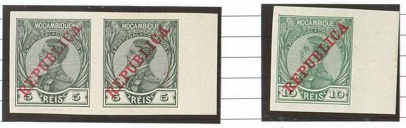 20Lis_778.jpg -     Lote:     778             Descrição:     1912 - D. Manuel II com sobrecarga República. Par horizontal de 5 reis preto e prova de 10 reis verde, ambos bordo direito de folha, não denteadas.        PRV        Valor Base:     &euro; 10,00     Valor Venda:     &euro;      