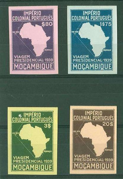 20Lis_780.jpg -     Lote:     780             Descrição:     1939 - Segunda Viagem Presidencial às Colónias. CE308/11. Série completa não denteada, em papel liso médio. MB e MR.         PRV        Valor Base:     &euro; 100,00     Valor Venda:     &euro;      
