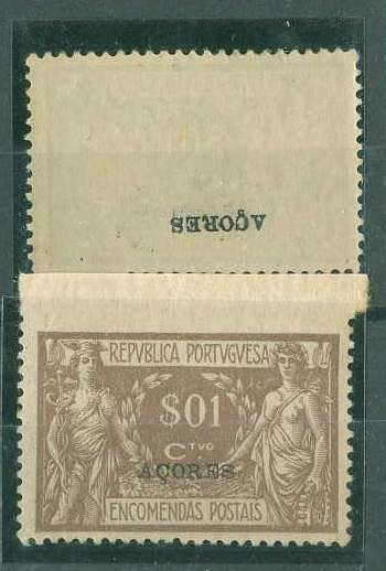 20Lis_878.jpg -     Lote:     878             Descrição:     1921/23 - Encomendas Postais. Comércio e Indústria. Selos do Continente com sobrecarga Açores. CE1, $01 castanho. Lote composto por dois selos, sendo um bordo superior de folha não denteado no bordo, e outro com impressão da sobrecarga no verso.         ***        Valor Base:     &euro; 6,00     Valor Venda:     &euro;      