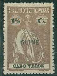 20Lis_896.jpg -     Lote:     896             Descrição:     1914 - Ceres. 1.5 ctvs castanho de Cabo Verde com sobrecarga horizontal batida a preto "GUINÈ". Falso.         ***        Valor Base:     &euro; 25,00     Valor Venda:     &euro;      