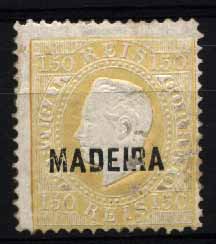 20Lis_918.jpg -     Lote:     918             Descrição:     1879/80 - D. Luís I. Fita direita. Novos valores e cores. CE29, 150 reis amarelo, denteado 12.5. Sobrecarga A clandestina.         **        Valor Base:     &euro; 30,00     Valor Venda:     &euro;      