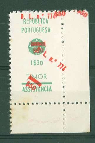 20Lis_966.jpg -     Lote:     966             Descrição:     1969 - Imposto Postal. Assistência com sobrecarga. CE IP19, $50 s/ 1$30, verde. Selo canto de folha, em papel espesso, com a sobrecarga dupla e deslocada. Não catalogada.         *        Valor Base:     &euro; 10,00     Valor Venda:     &euro;      