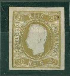 20Lis_1001.jpg -     Lote:     1001             Descrição:     1866/67 - D. Luís I, fita curva, não denteados. CE21, 20 reis bistre, margens normais. Valor de catálogo &euro; 314,00.         *        Valor Base:     &euro; 50,00     Valor Venda:     &euro;      