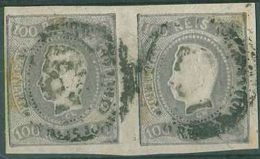 20Lis_1004.jpg -     Lote:     1004             Descrição:     1866/67 - D. Luís I, fita curva, não denteados. CE25, 100 reis lilás, tipo I. Par horizontal, com boas margens.         O        Valor Base:     &euro; 100,00     Valor Venda:     &euro;      