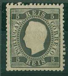20Lis_1020.jpg -     Lote:     1020             Descrição:     1870/76 - D. Luís I, fita direita. CE36, 5 reis preto, papel liso, denteado 12.5. Valor de catálogo &euro; 87,40.         **        Valor Base:     &euro; 20,00     Valor Venda:     &euro;      