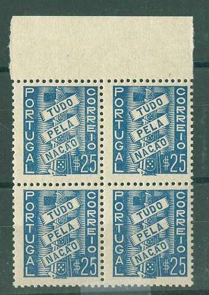20Lis_1079.jpg -     Lote:     1079             Descrição:     1935/41 - Tudo pela Nação. CE570, $25 azul. Quadra nova. Valor de catálogo &euro; 69,20.         ***        Valor Base:     &euro; 10,00     Valor Venda:     &euro;      