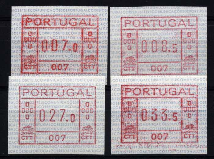 20Lis_1121.jpg -     Lote:     1121             Descrição:     1981 - Correios e Telecomunicações de Portugal. Máquina FRAMA. ETQ1. Série completa para o ano de 1981 (007.0 / 008,5 / 027.0 / 033.5) da máquina 007 - Lagos.         ETQ        Valor Base:     &euro; 150,00     Valor Venda:     &euro;      