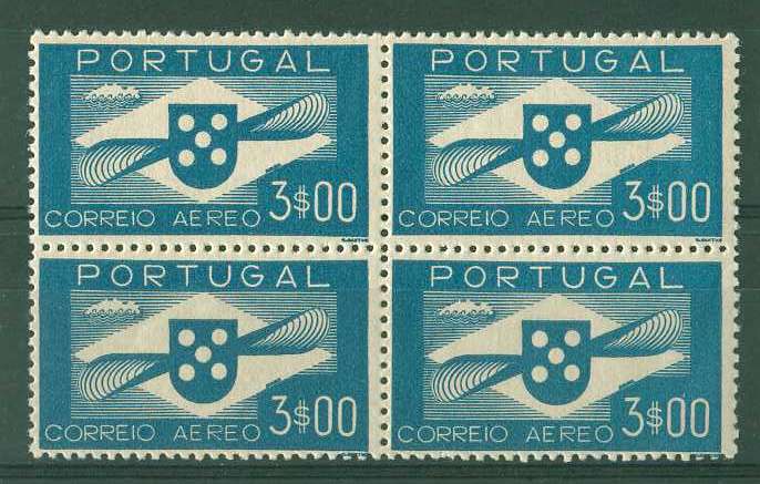 20Lis_1148.jpg -     Lote:     1148             Descrição:     1936/41 - Correio Aéreo. Hélice. CE CA4, 3$00 azul esverdeado. Quadra. Valor de catálogo &euro; 166,00.         ***        Valor Base:     &euro; 32,00     Valor Venda:     &euro;      