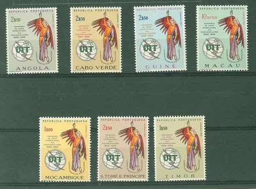 20Lis_1187.jpg -     Lote:     1187             Descrição:     Ultramar. Emissões Gerais. Centenário da União Internacional das Telecomunicações. Conjunto formado com as séries de Angola, Cabo Verde, Guiné, Macau, Moçambique, S. Tomé e Príncipe e Timor. 7 valores. Valor de catálogo &euro; 13,50         ***        Valor Base:     &euro; 5,00     Valor Venda:     &euro;      