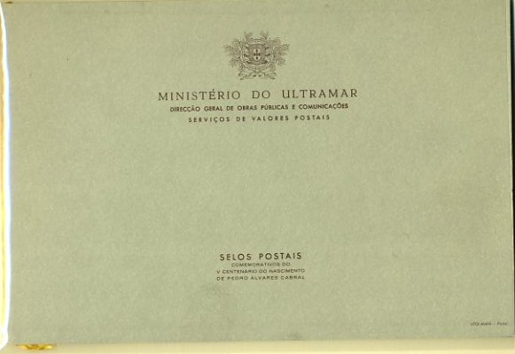 20Lis_1192.jpg -     Lote:     1192             Descrição:     Ultramar. 1968 - 5.º Centenário do nascimento de Pedro Alvares Cabral. Caderneta editada pelo Ministério do Ultramar, com as séries emitidas para todas as colónias portuguesas.         CRT        Valor Base:     &euro; 20,00     Valor Venda:     &euro;      