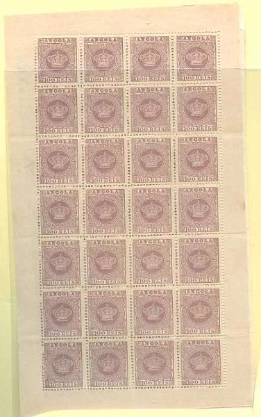 20Lis_1202.jpg -     Lote:     1202             Descrição:     1870/85 - Tipo Coroa. Lote composto por 4 folhas completas de 100, 200, 300 e 10 reis (verde). CE7, 8, 9,13. Valor de catálogo &euro; 460,32.         *        Valor Base:     &euro; 50,00     Valor Venda:     &euro;      