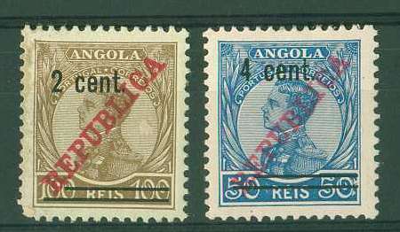 20Lis_1216.jpg -     Lote:     1216             Descrição:     1921 - D. Manuel II com sobrecarga República e sobretaxa. Não emitidos. Conjunto de dois selos: um de 2 cent. s/ 100 reis bistre e 4 cent. s/ 50 reis azul não emitidos. MR.         *        Valor Base:     &euro; 40,00     Valor Venda:     &euro;      