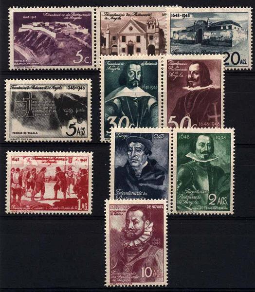 20Lis_1218.jpg -     Lote:     1218             Descrição:     1948 - Tricentenário da Restauração de Angola. CE292/301. Série completa. Valor de catálogo &euro; 43.32.         ***        Valor Base:     &euro; 15,00     Valor Venda:     &euro;      
