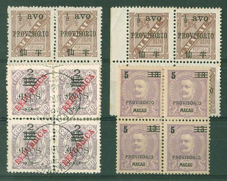20Lis_1238.jpg -     Lote:     1238             Descrição:     1894/1913 - D. Carlos I com sobrecarga Provisório e sobretaxa + D. Carlos I com sobretaxa. Lote de quatro quadras: CE59 (2), 91 e 182. Valor de catálogo &euro; 68.72.         **/*/O        Valor Base:     &euro; 21,00     Valor Venda:     &euro;      