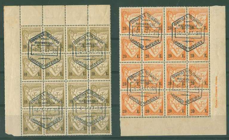 20Lis_1271.jpg -     Lote:     1271             Descrição:     1933 - Lusíadas. CE305/306, 10$00 e 20$00 em blocos de 16 selos. Bloco de 20$00 com inscrições marginais "Cliché - Oliveira Gomes.". Valor de catálogo &euro; 122,40.         O        Valor Base:     &euro; 25,00     Valor Venda:     &euro;      