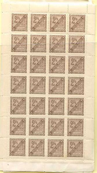 20Lis_1287.jpg -     Lote:     1287             Descrição:     1893/95 - D. Carlos I Diogo Neto. Lote composto por doze folhas completas de 2.5, 5, 10, 15, 25, 50, 75, 80, 100, 150, 200 e 300 reis CE1/4, 5/13. Valor de catálogo &euro; 729.96.         *        Valor Base:     &euro; 90,00     Valor Venda:     &euro;      