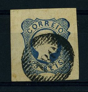 20Lis_984.jpg -     Lote:     984             Descrição:     1855/56 - D. Pedro V. Cabelos lisos. CE7 25 reis azul, com margens de luxo. Obliterado com carimbo numérico da 1.ª reforma 180 - Chaves.         O        Valor Base:     &euro; 20,00     Valor Venda:     &euro;      
