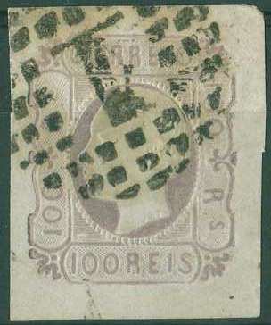 20Lis_996.jpg -     Lote:     996             Descrição:     1862/64 - D. Luís I. CE18, 100 reis lilás. Selo obliterado com carimbo de pontos de Lisboa. Margens largas. Valor de catálogo &euro; 149,00.         O        Valor Base:     &euro; 40,00     Valor Venda:     &euro;      