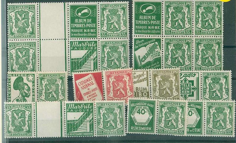 20Lis_1619.jpg -     Lote:     1619             Descrição:     Bélgica -1936 * Escudo do Estado (Leão). Lote de 16 selos nas taxas de 10, 25 e 35 c., com bandas publicitárias.         **        Valor Base:     &euro; 38,00     Valor Venda:     &euro;      