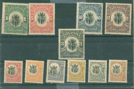 20Lis_1642.jpg -     Lote:     1642             Descrição:     Tanganica. Lote de 11 selos. Yvert 3, 4, 6/10, 12, 13, 16 e 17. Valor aproximado de catálogo &euro; 115,00.         *        Valor Base:     &euro; 18,00     Valor Venda:     &euro;      