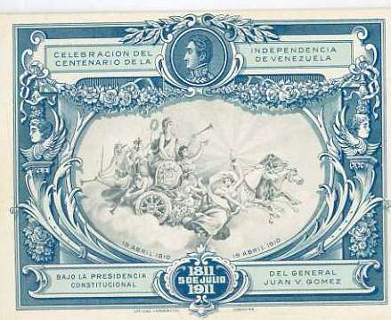 20Lis_1647.jpg -     Lote:     1647             Descrição:     Venezuela - Inteiro postal emitido em 1911 na taxa de 10 cêntimos, comemorativo do Centenário da Independência da Venezuela.         IN        Valor Base:     &euro; 15,00     Valor Venda:     &euro;      